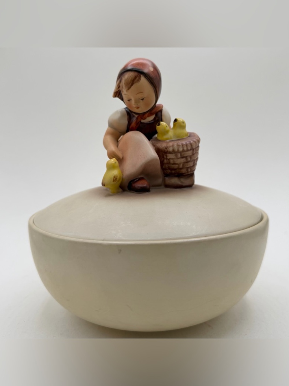 Vintage M J Hummel Girl Trinket Candy Dish West Germany 6”x6”
